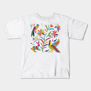 Mexican Otomí Flora and Fauna Composition / Colorful & happy art by Akbaly Kids T-Shirt